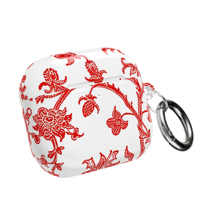 Red Chinoiserie Floral AirPod Case — Vintage - Inspired Protective Cover - DIGITAL X