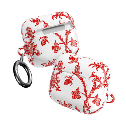 Red Chinoiserie Floral AirPod Case — Vintage - Inspired Protective Cover - DIGITAL X