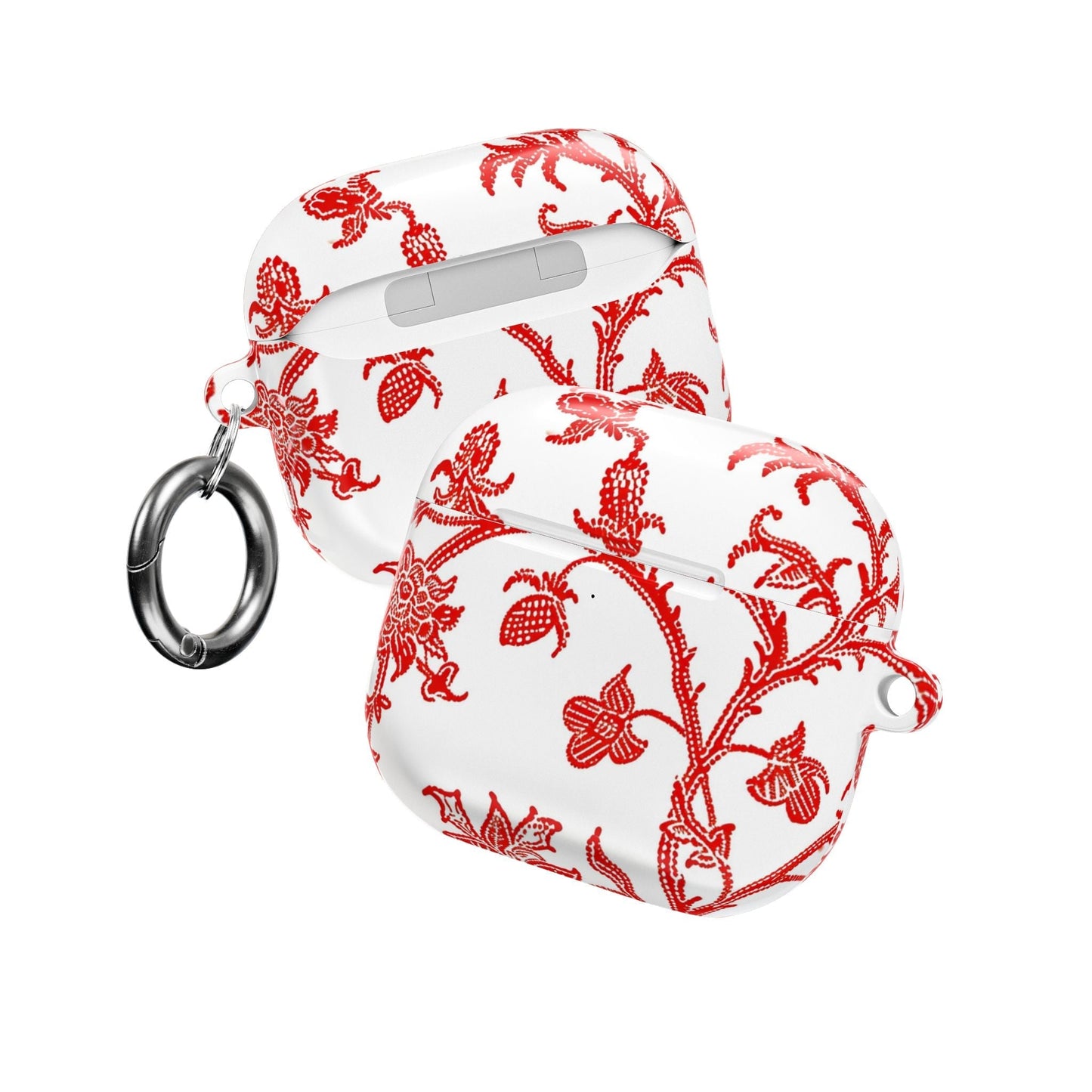 Red Chinoiserie Floral AirPod Case — Vintage - Inspired Protective Cover - DIGITAL X