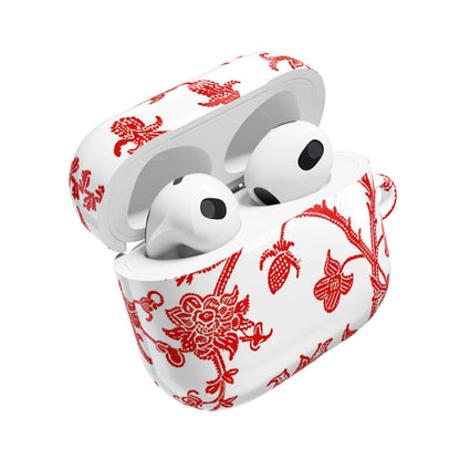 Red Chinoiserie Floral AirPod Case — Vintage - Inspired Protective Cover - DIGITAL X