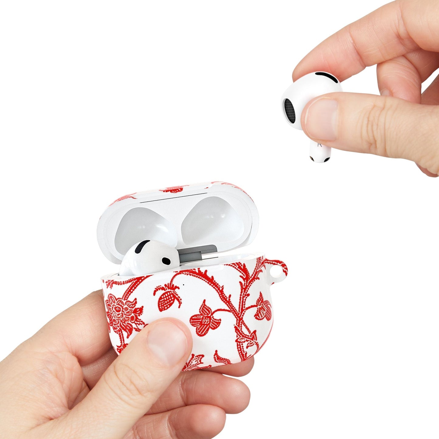Red Chinoiserie Floral AirPod Case — Vintage - Inspired Protective Cover - DIGITAL X