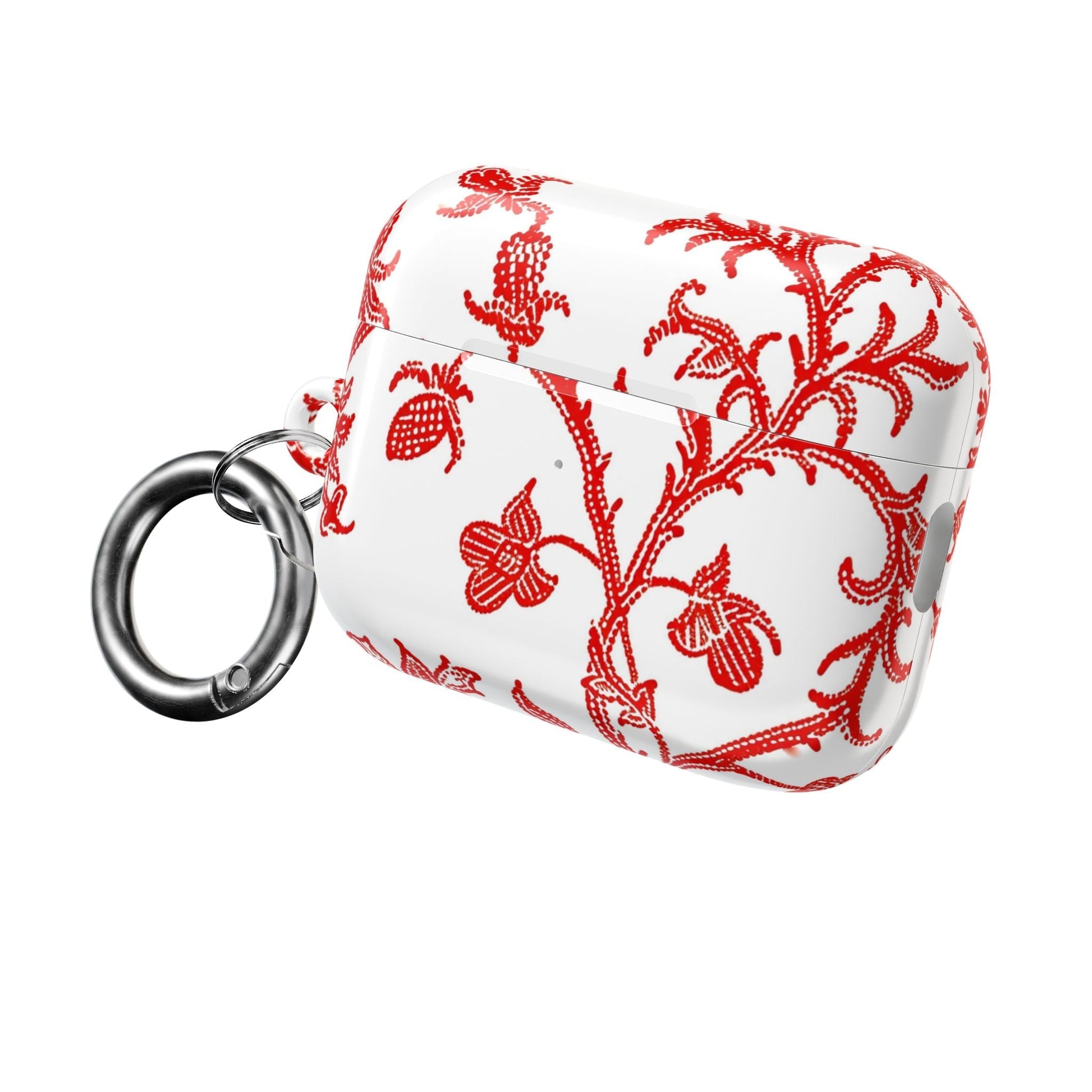 Red Chinoiserie Floral AirPod Case — Vintage - Inspired Protective Cover - DIGITAL X