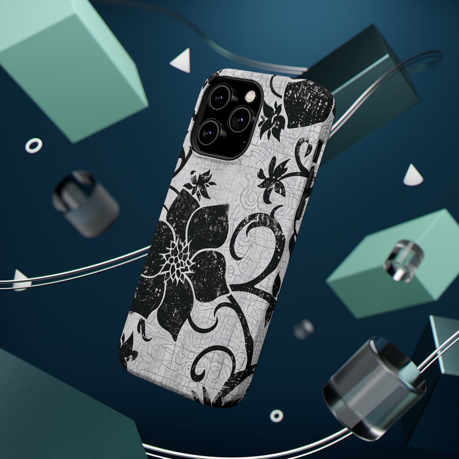 Vintage Black Floral Magnetic Impact - Resistant Phone Case - DIGITAL X