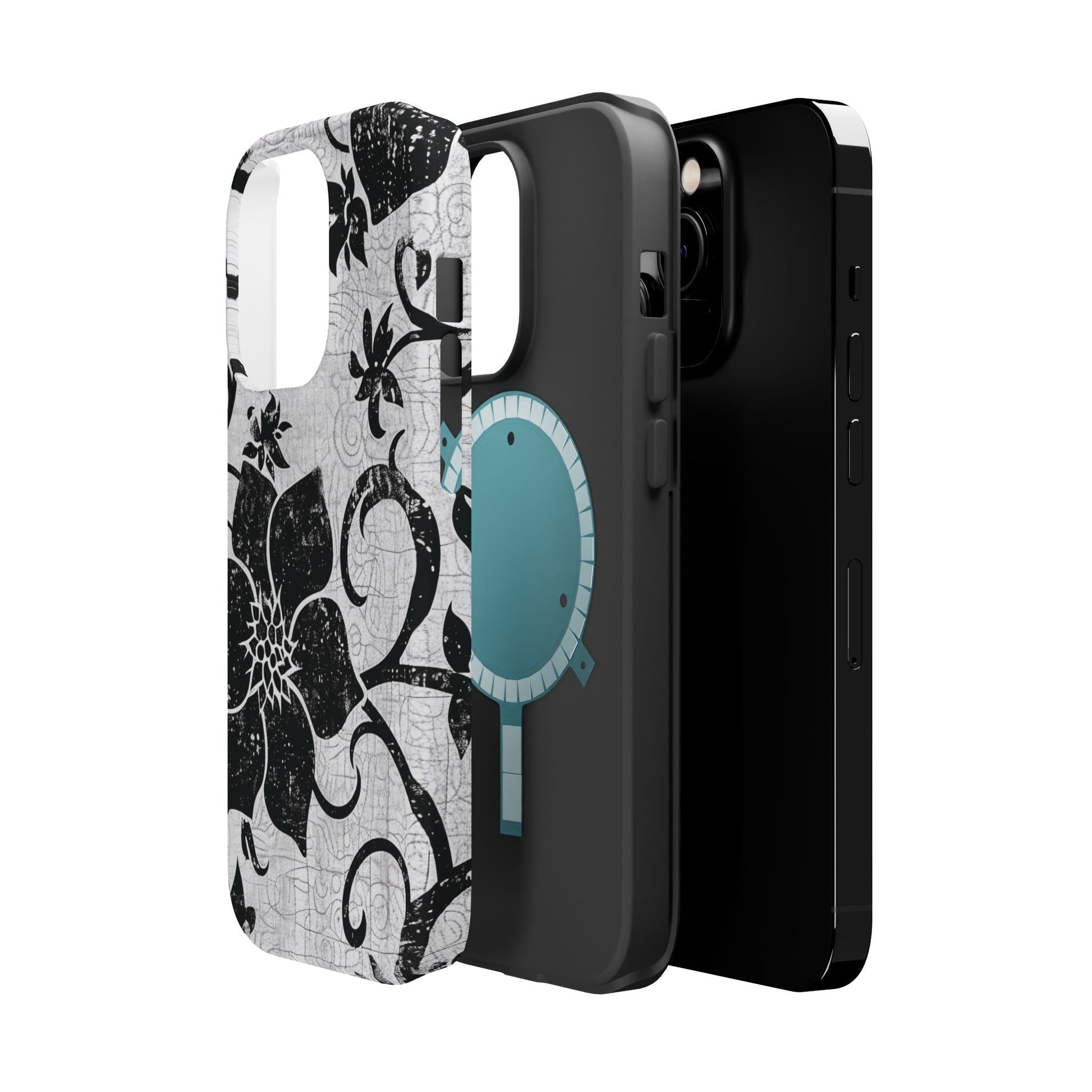 Vintage Black Floral Magnetic Impact - Resistant Phone Case - DIGITAL X