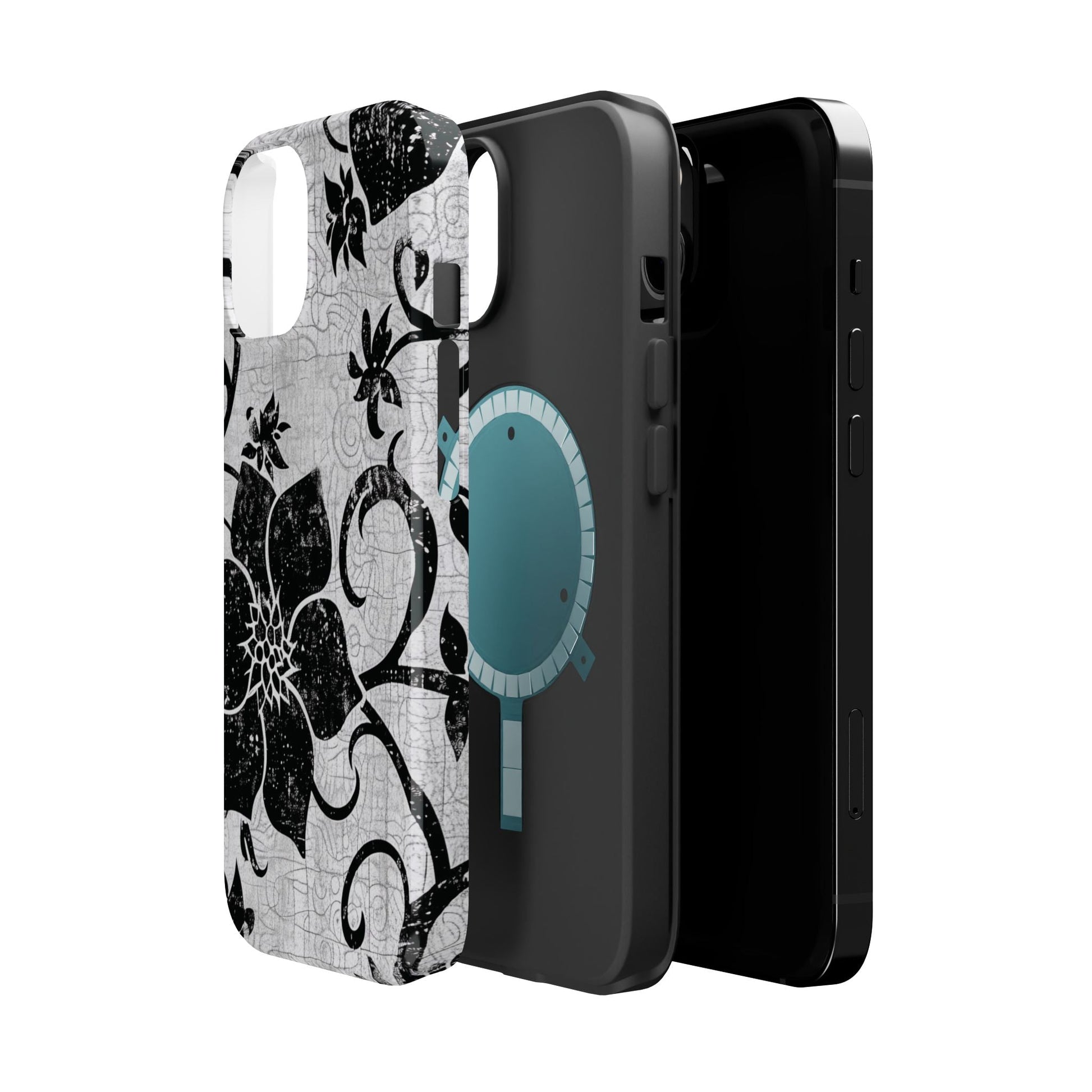 Vintage Black Floral Magnetic Impact - Resistant Phone Case - DIGITAL X