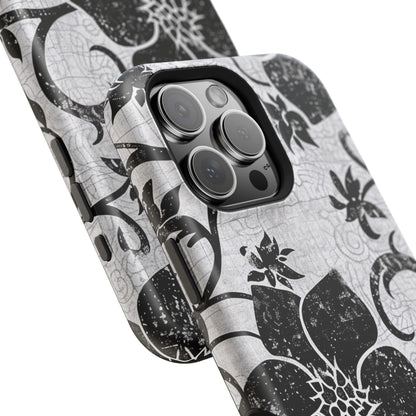 Vintage Black Floral Magnetic Impact - Resistant Phone Case - DIGITAL X