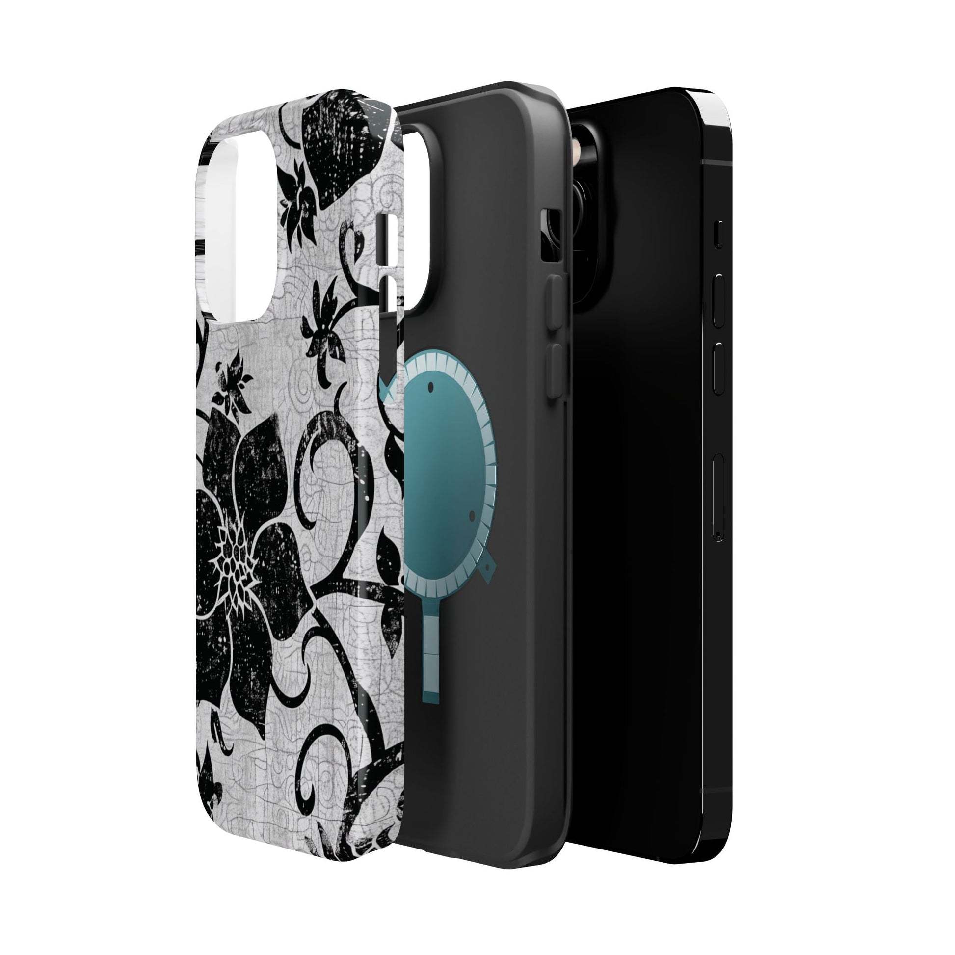 Vintage Black Floral Magnetic Impact - Resistant Phone Case - DIGITAL X