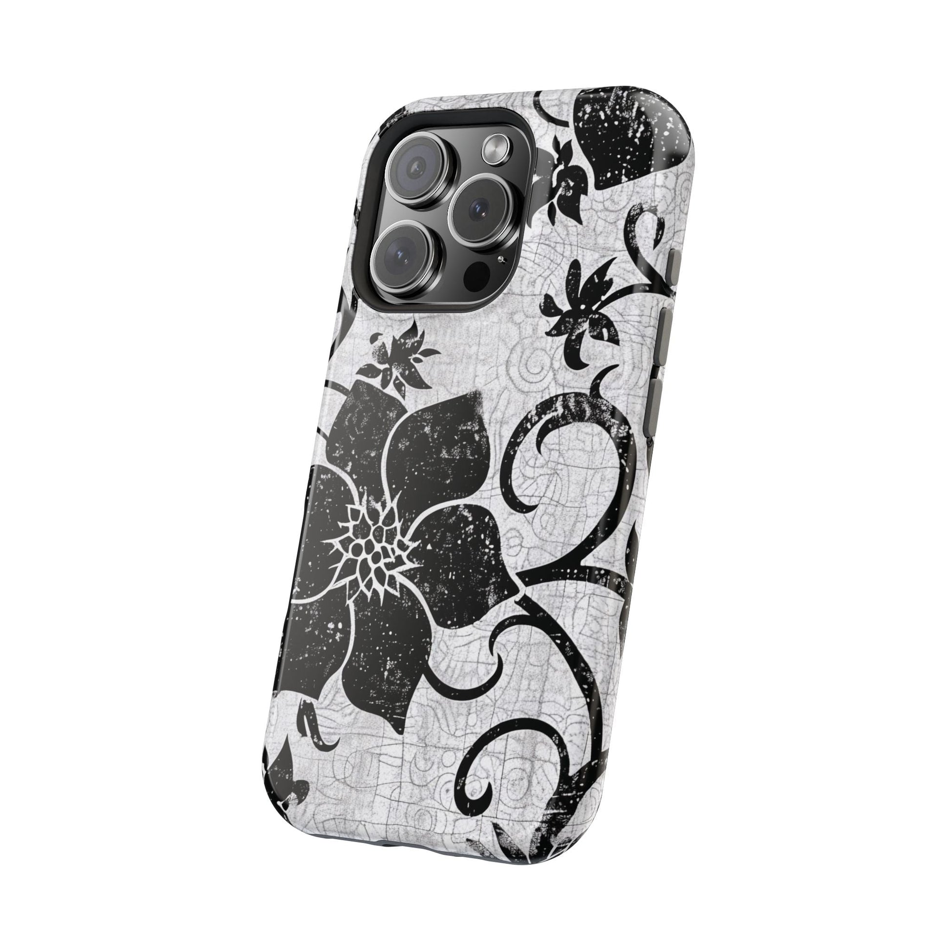 Vintage Black Floral Magnetic Impact - Resistant Phone Case - DIGITAL X