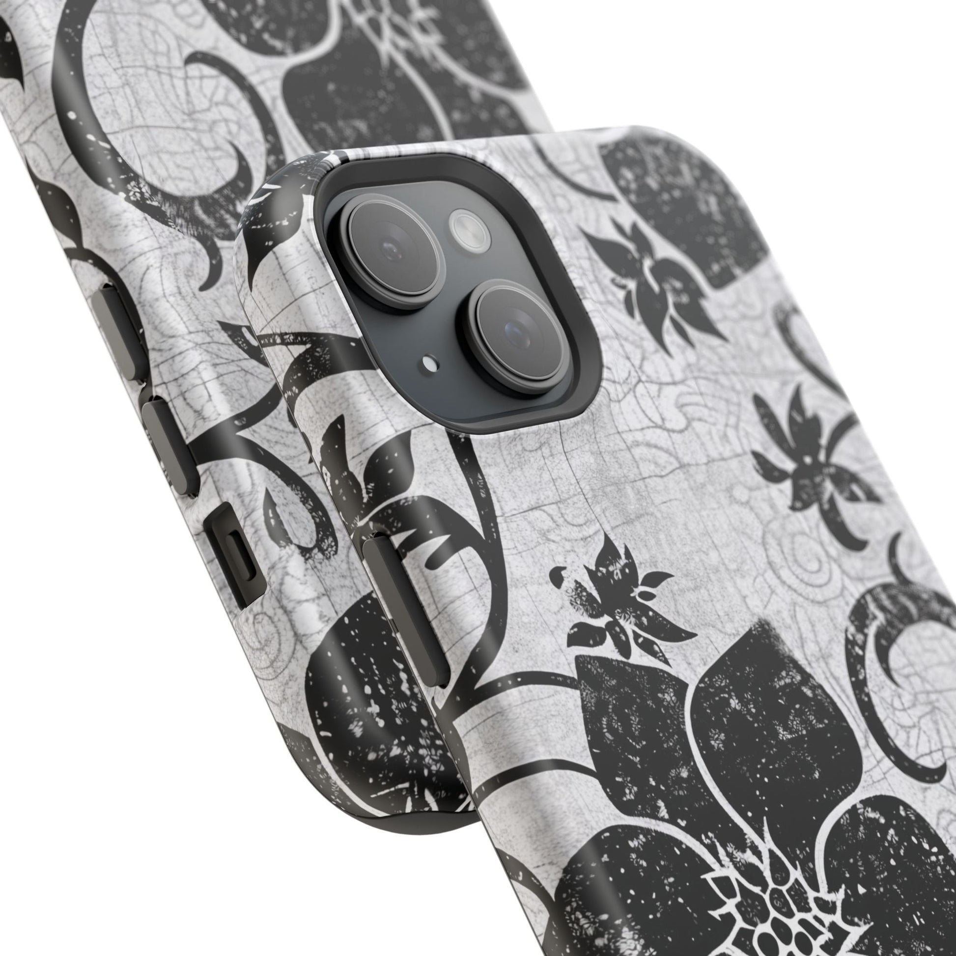 Vintage Black Floral Magnetic Impact - Resistant Phone Case - DIGITAL X