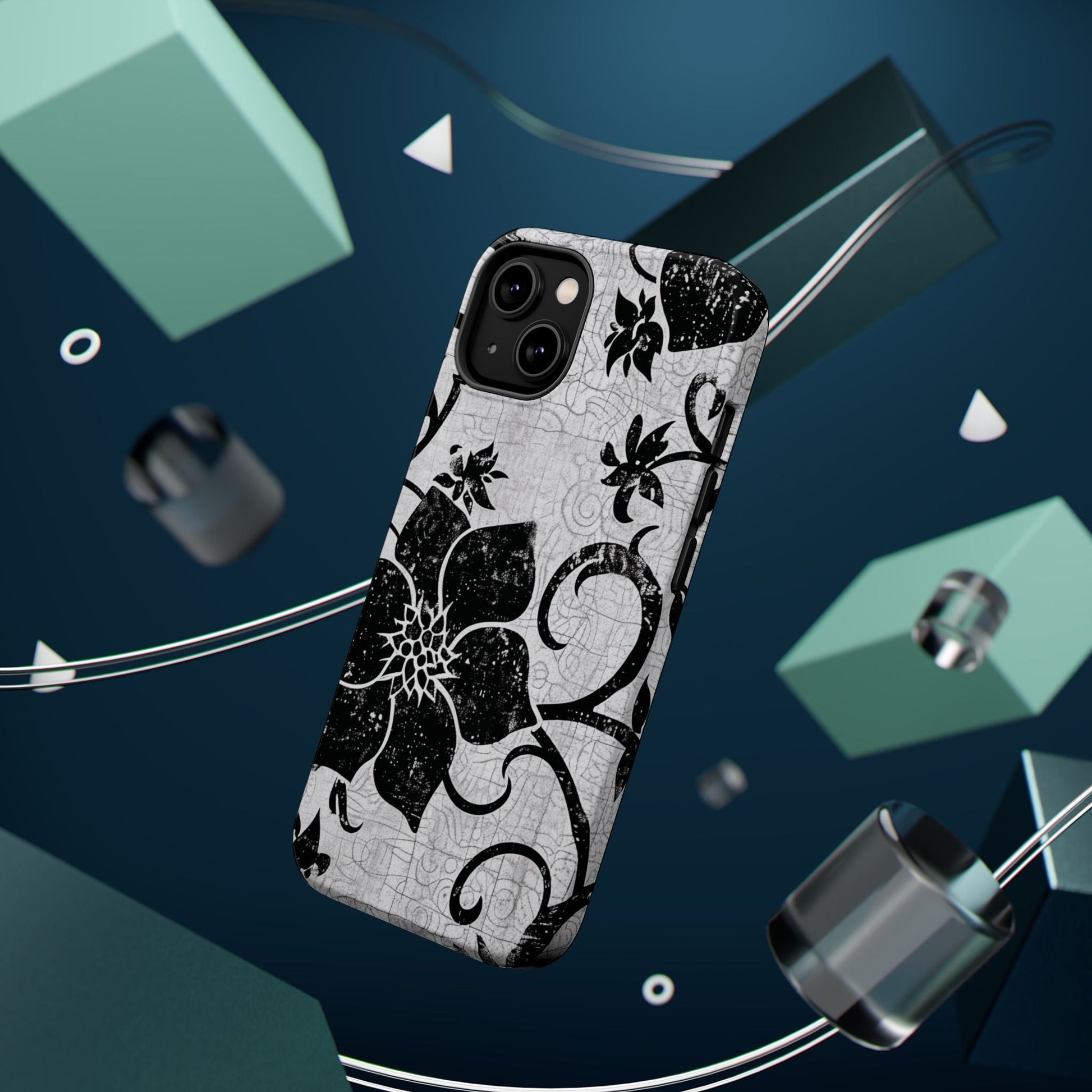 Vintage Black Floral Magnetic Impact - Resistant Phone Case - DIGITAL X