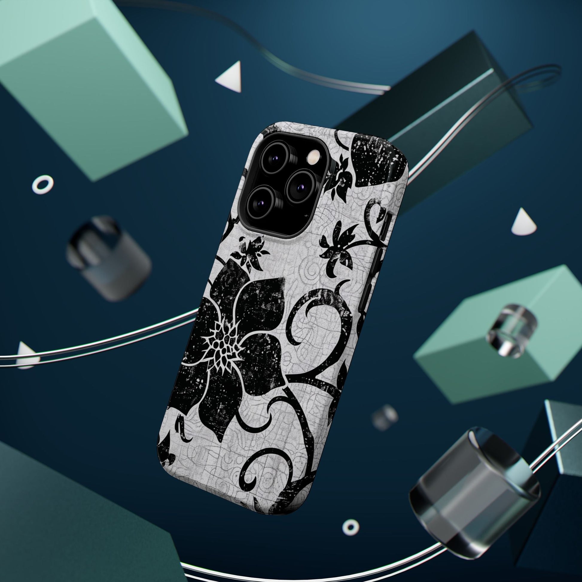 Vintage Black Floral Magnetic Impact - Resistant Phone Case - DIGITAL X