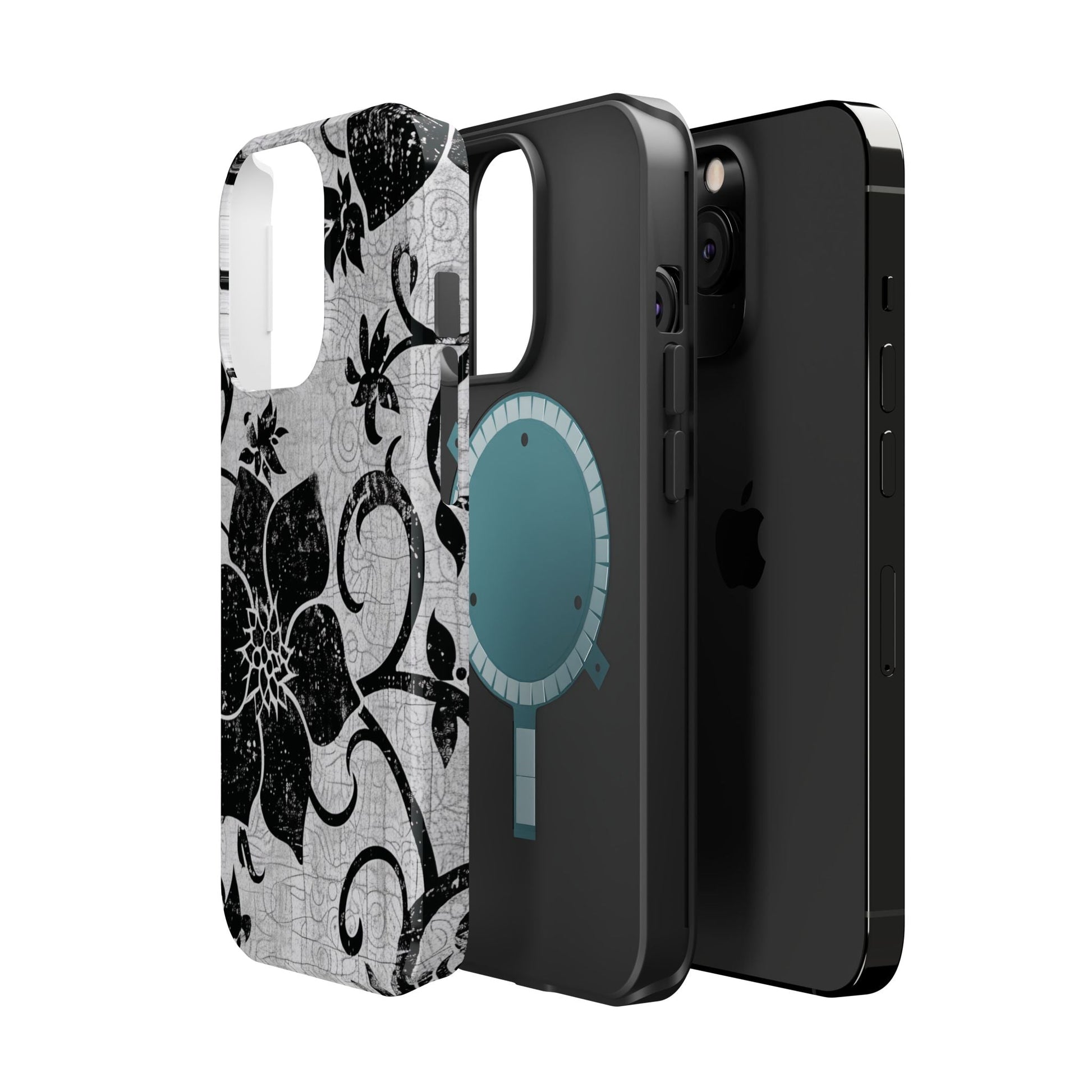 Vintage Black Floral Magnetic Impact - Resistant Phone Case - DIGITAL X