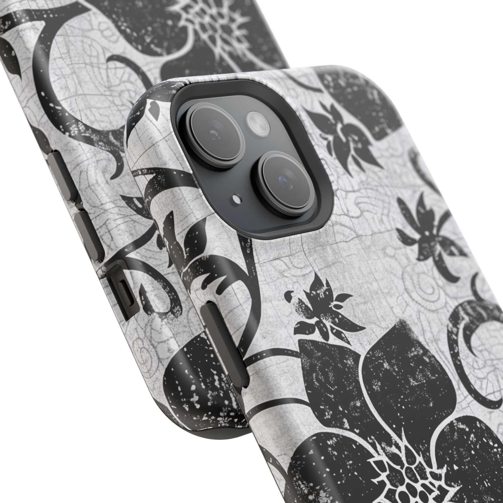 Vintage Black Floral Magnetic Impact - Resistant Phone Case - DIGITAL X