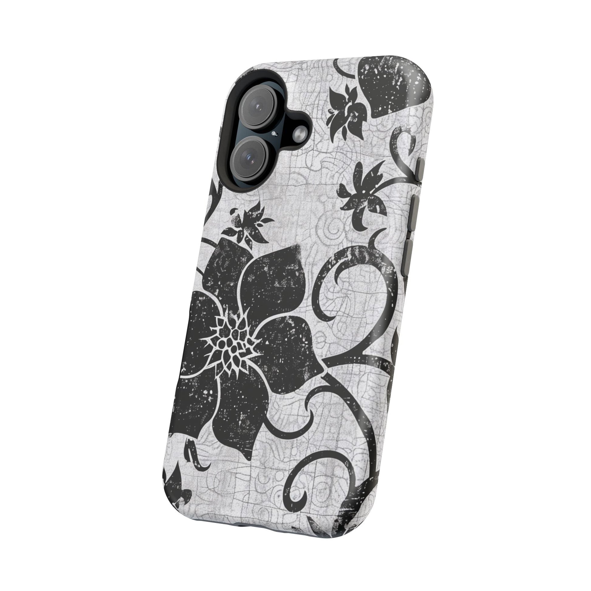 Vintage Black Floral Magnetic Impact - Resistant Phone Case - DIGITAL X