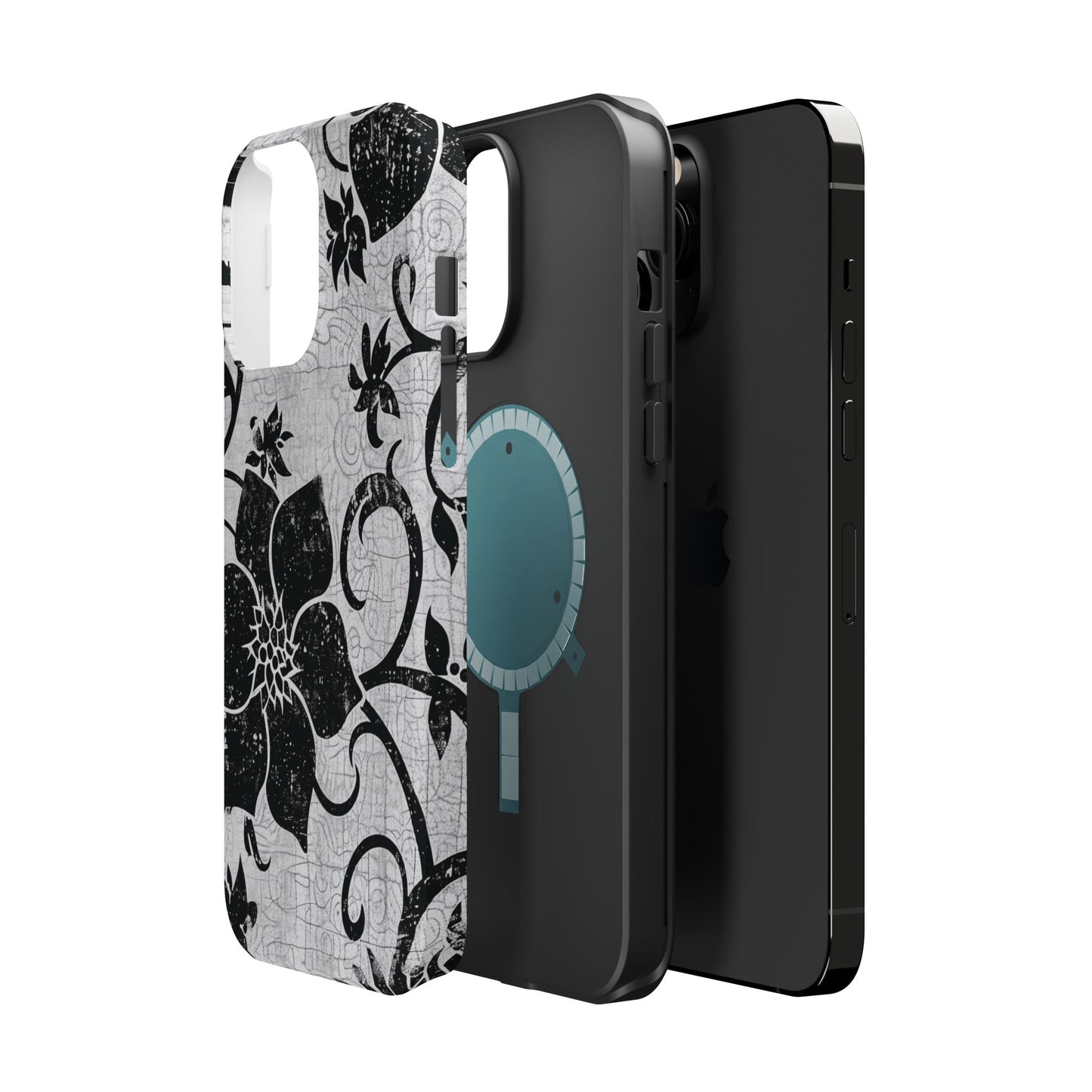 Vintage Black Floral Magnetic Impact - Resistant Phone Case - DIGITAL X