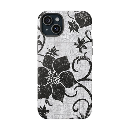 Vintage Black Floral Magnetic Impact - Resistant Phone Case - DIGITAL X