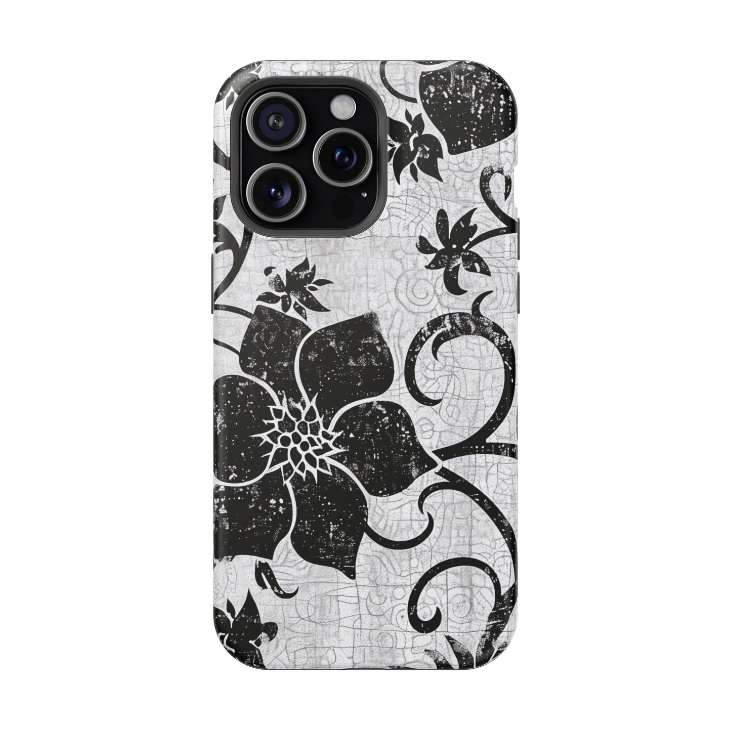 Vintage Black Floral Magnetic Impact - Resistant Phone Case - DIGITAL X