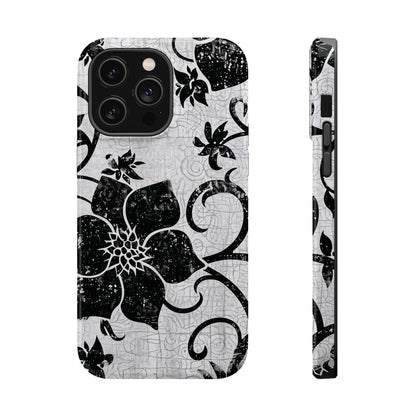 Vintage Black Floral Magnetic Impact - Resistant Phone Case - DIGITAL X