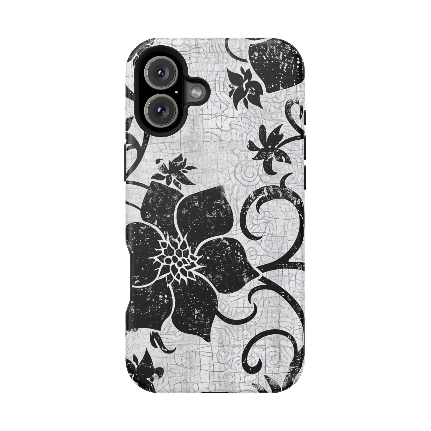 Vintage Black Floral Magnetic Impact - Resistant Phone Case - DIGITAL X