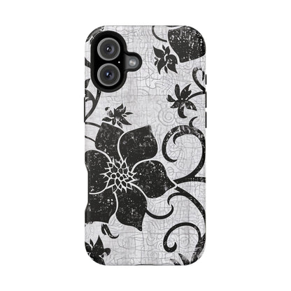 Vintage Black Floral Magnetic Impact - Resistant Phone Case - DIGITAL X