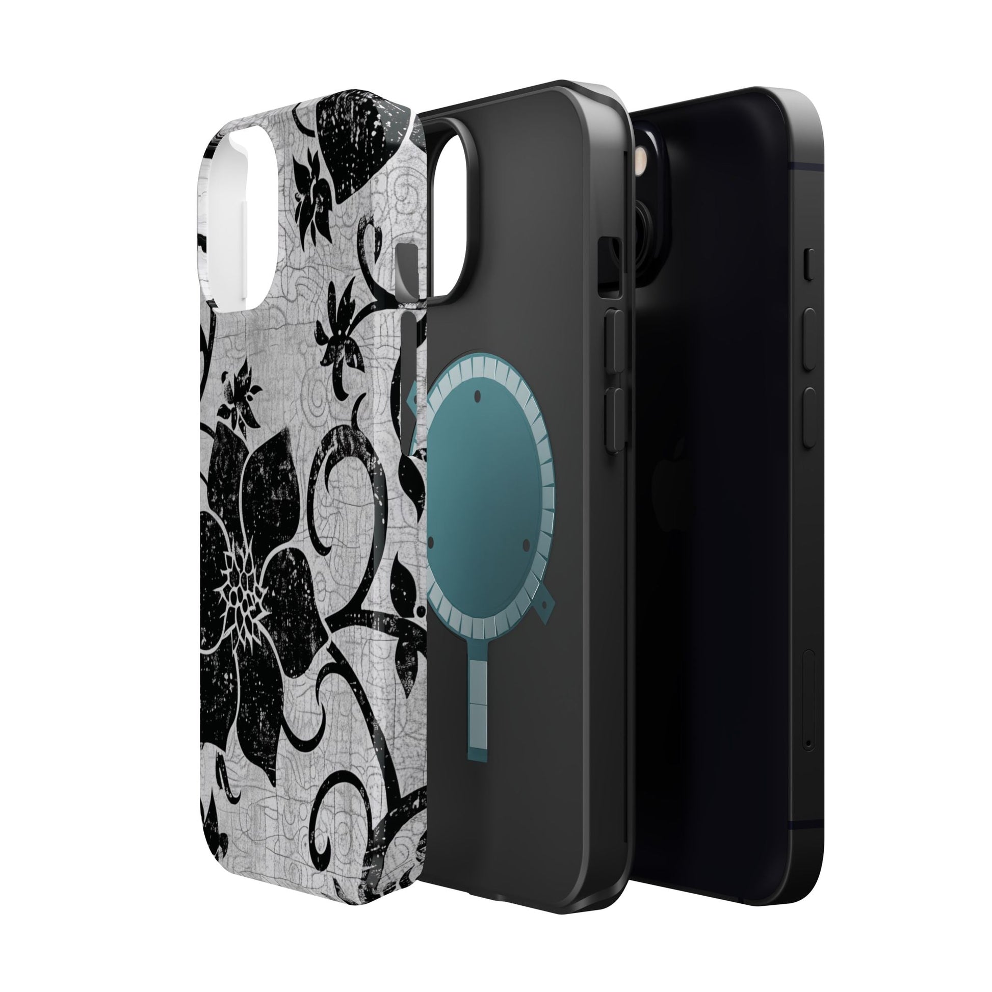 Vintage Black Floral Magnetic Impact - Resistant Phone Case - DIGITAL X
