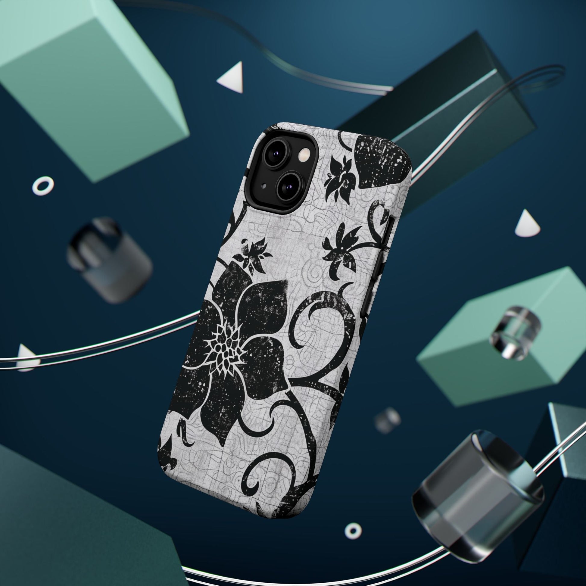 Vintage Black Floral Magnetic Impact - Resistant Phone Case - DIGITAL X