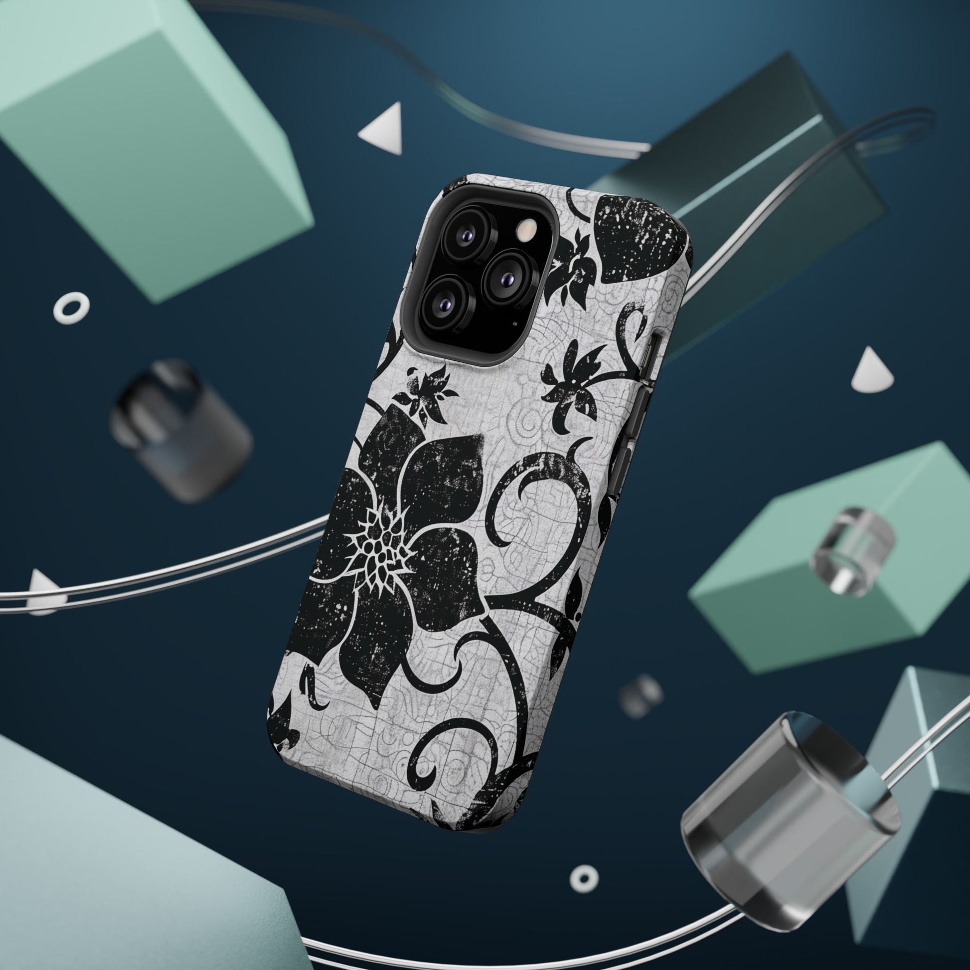 Vintage Black Floral Magnetic Impact - Resistant Phone Case - DIGITAL X