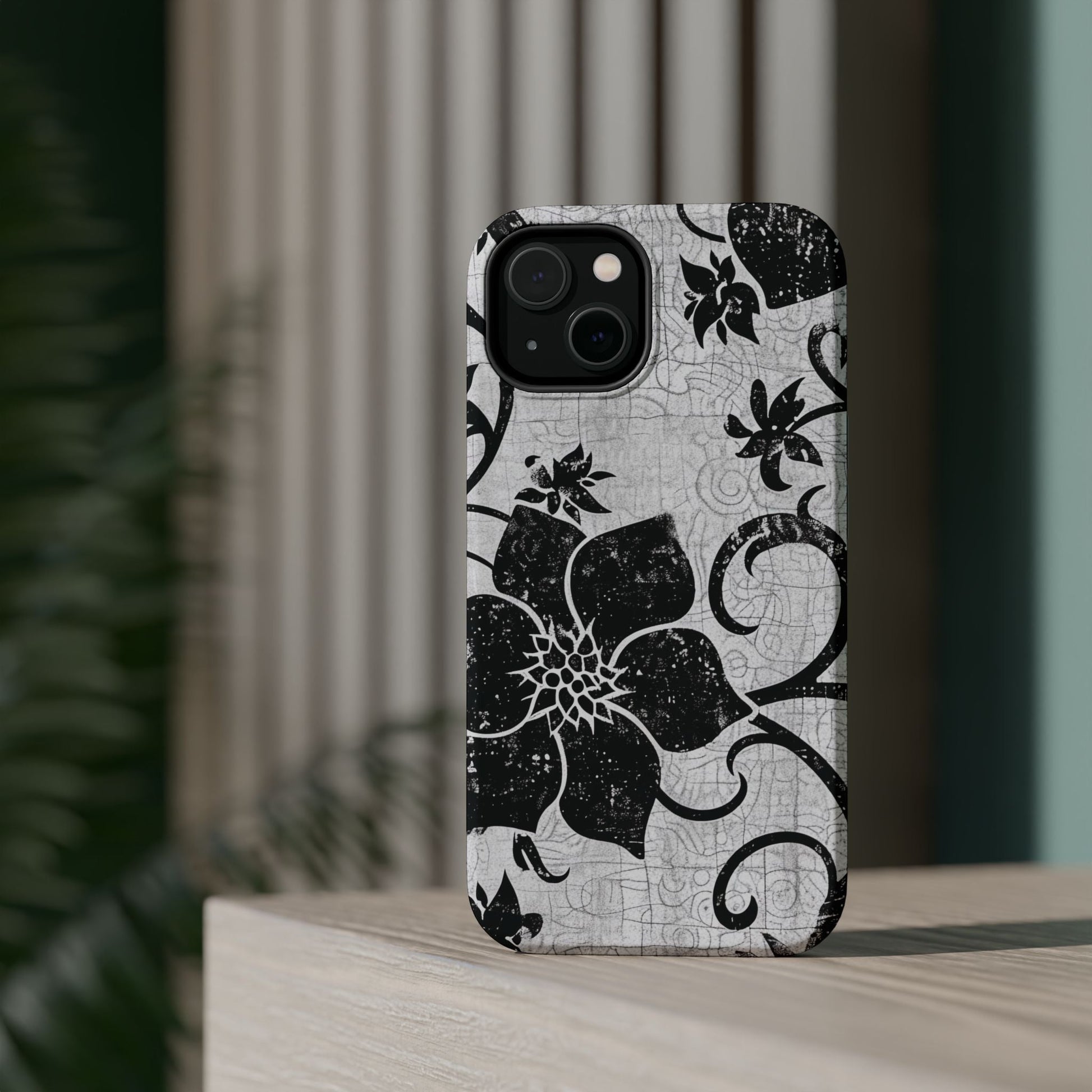 Vintage Black Floral Magnetic Impact - Resistant Phone Case - DIGITAL X