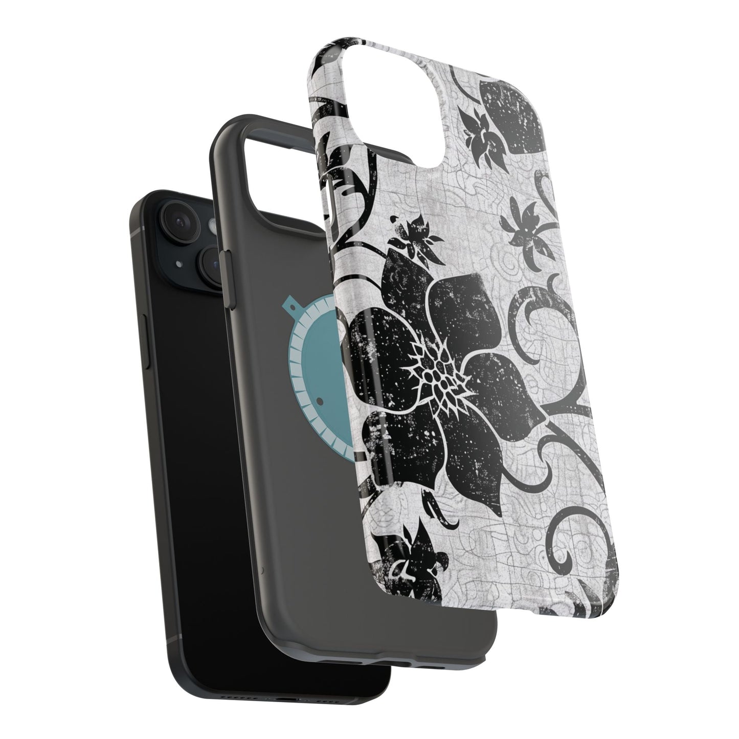 Vintage Black Floral Magnetic Impact - Resistant Phone Case - DIGITAL X