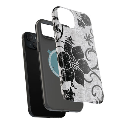Vintage Black Floral Magnetic Impact - Resistant Phone Case - DIGITAL X