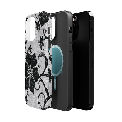 Vintage Black Floral Magnetic Impact - Resistant Phone Case - DIGITAL X