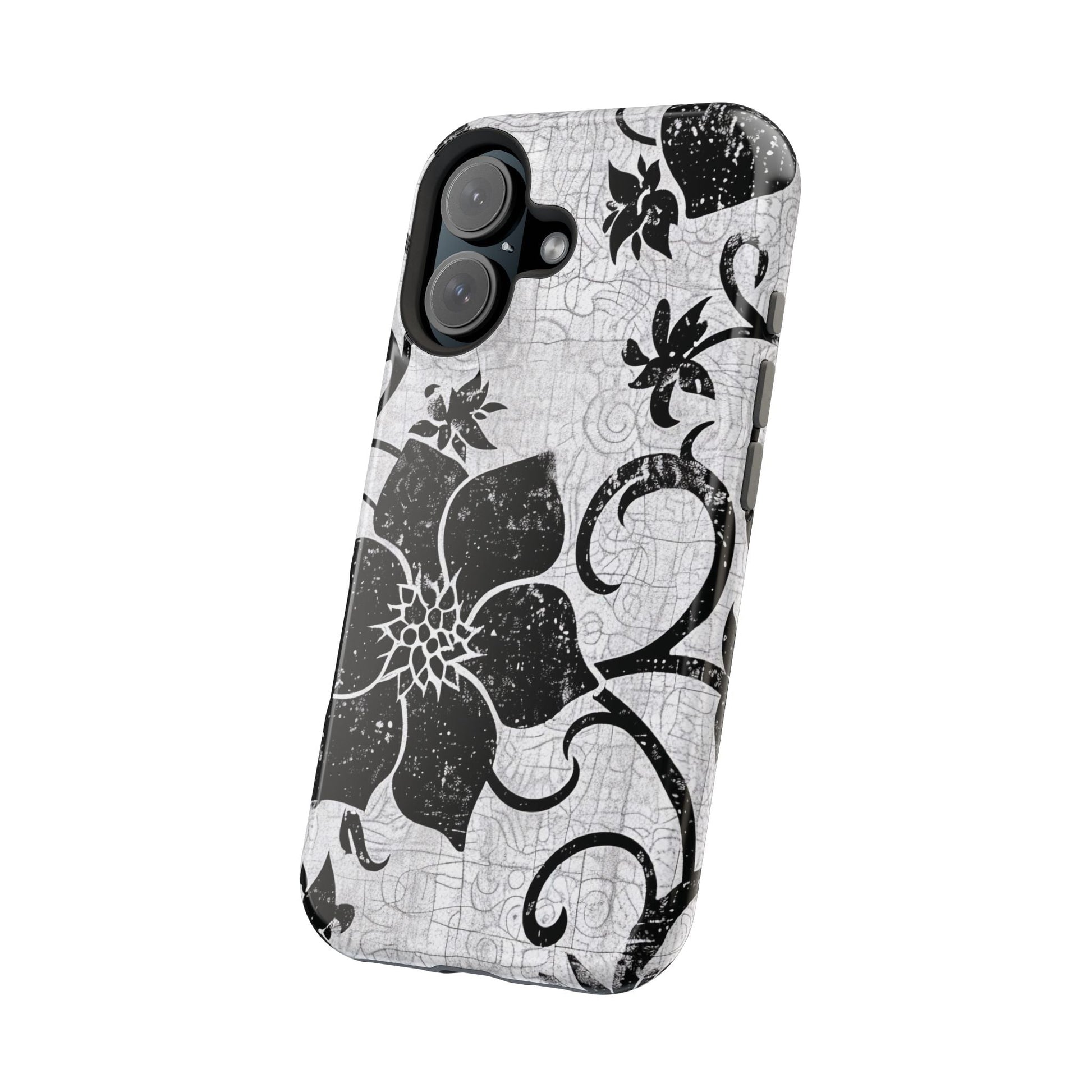Vintage Black Floral Magnetic Impact - Resistant Phone Case - DIGITAL X