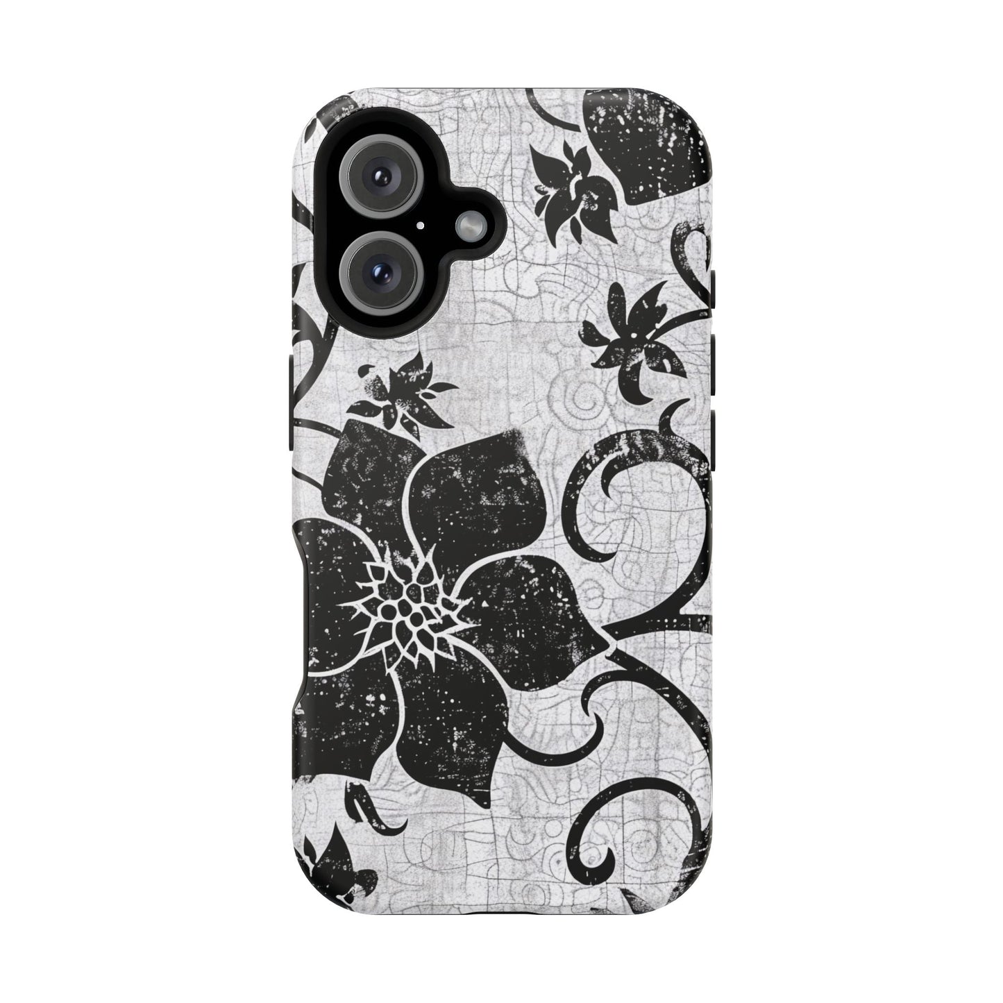 Vintage Black Floral Magnetic Impact - Resistant Phone Case - DIGITAL X