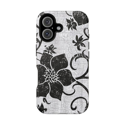 Vintage Black Floral Magnetic Impact - Resistant Phone Case - DIGITAL X