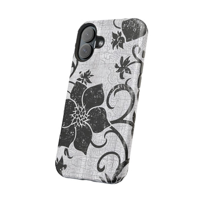 Vintage Black Floral Magnetic Impact - Resistant Phone Case - DIGITAL X