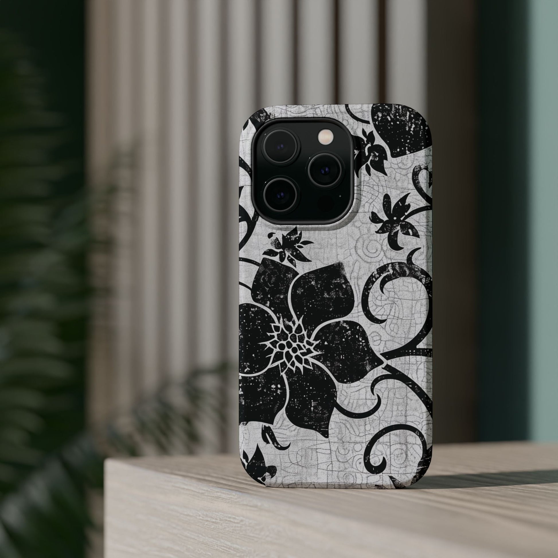Vintage Black Floral Magnetic Impact - Resistant Phone Case - DIGITAL X