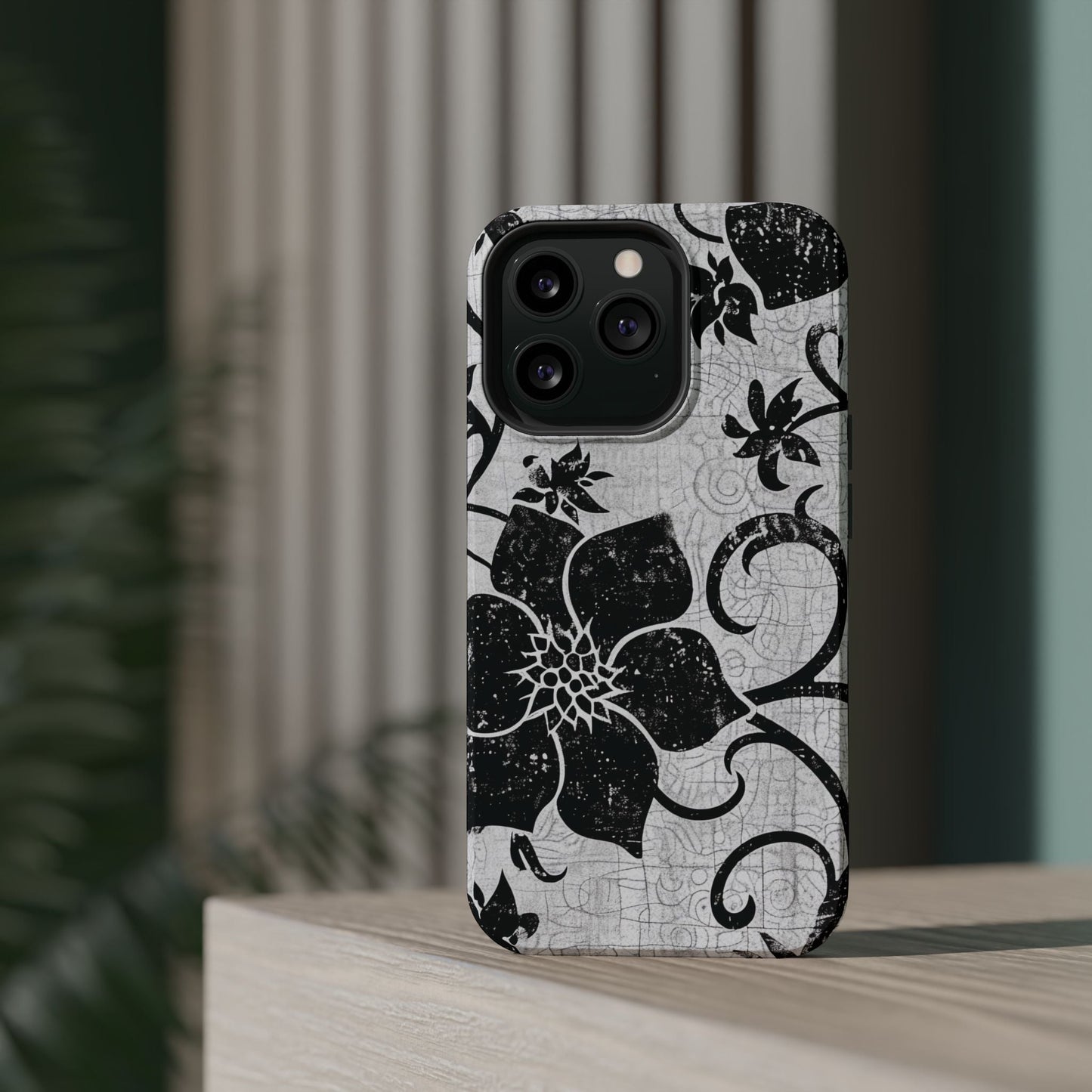 Vintage Black Floral Magnetic Impact - Resistant Phone Case - DIGITAL X