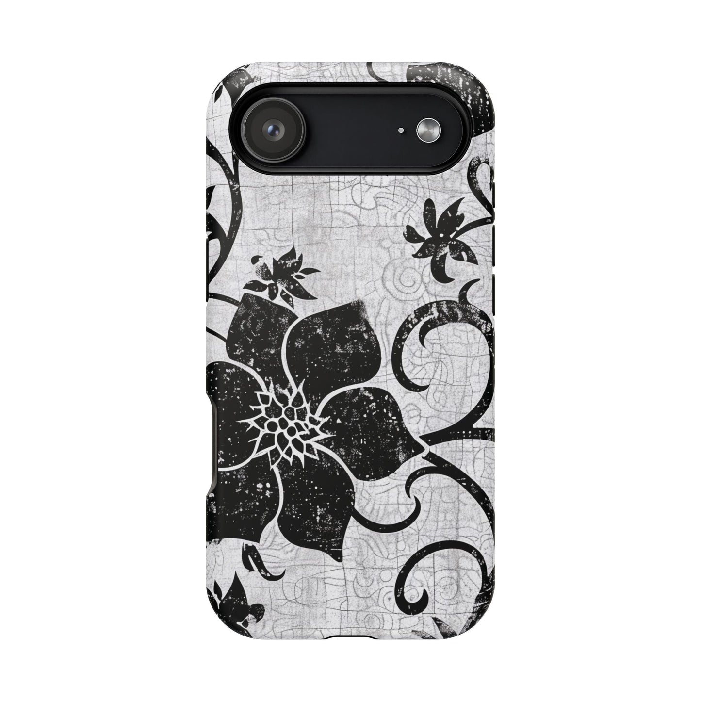 Vintage Black Floral Magnetic Impact - Resistant Phone Case - DIGITAL X
