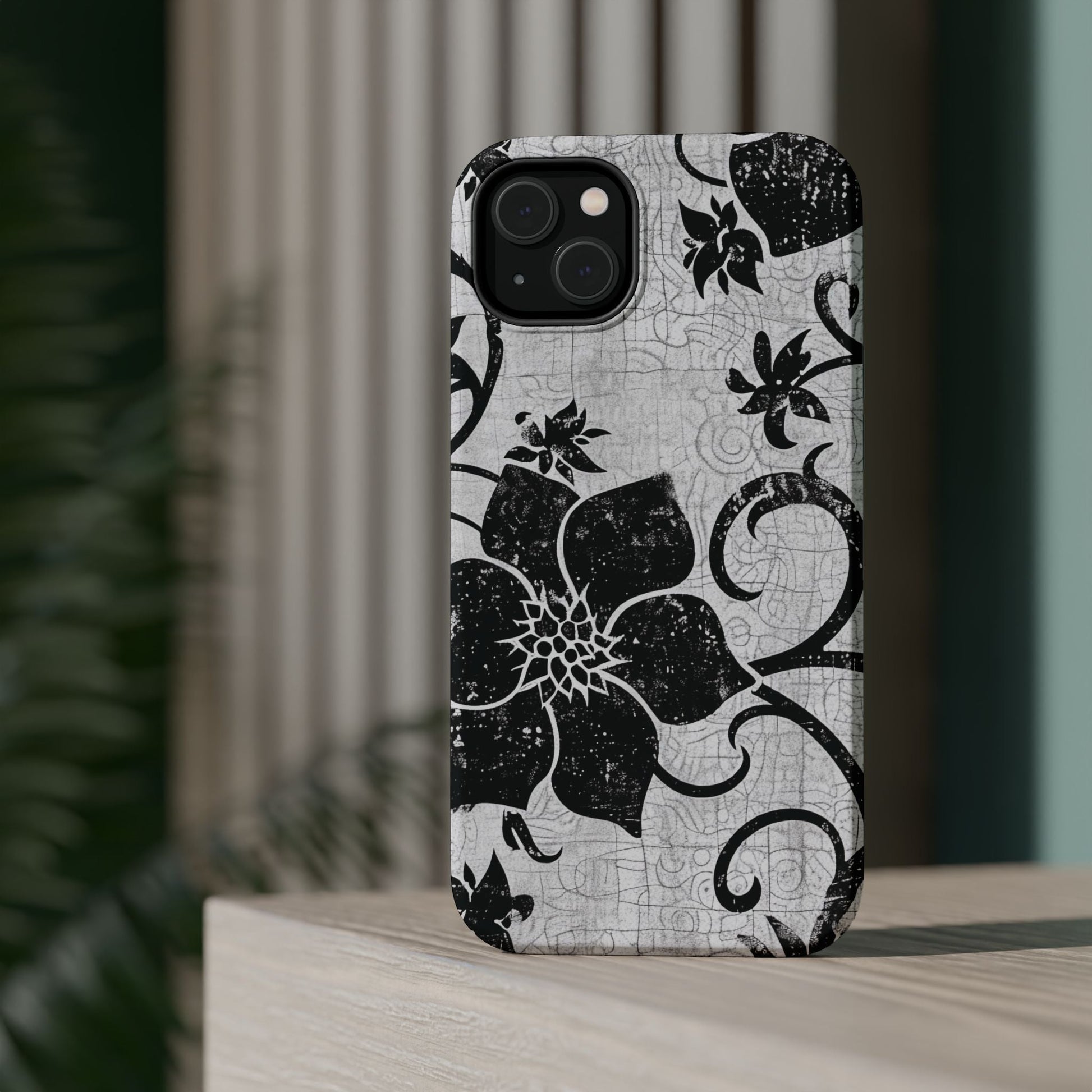Vintage Black Floral Magnetic Impact - Resistant Phone Case - DIGITAL X
